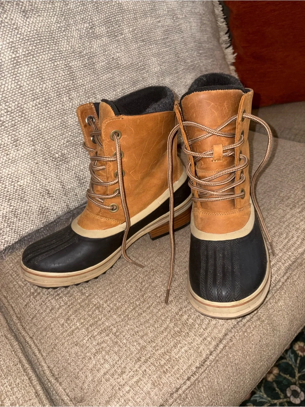 Women's Sorel Tan and Black Waterproof Winter Boots